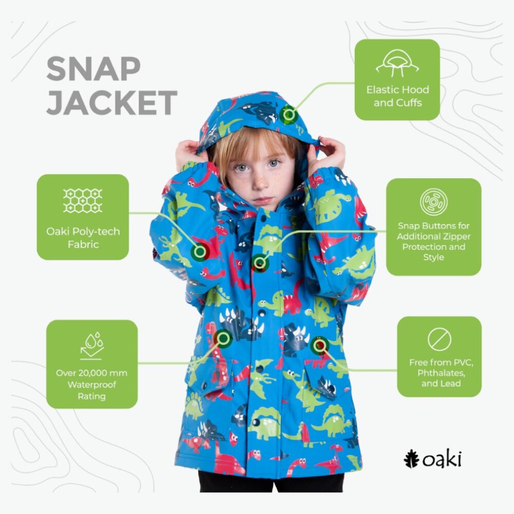 Oaki Dinosaur Hooded Rain Jacket Kids / Boys Size 6
